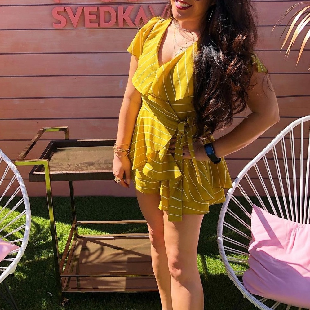 Women’s Mustard Yellow Shorts Romper (Large)